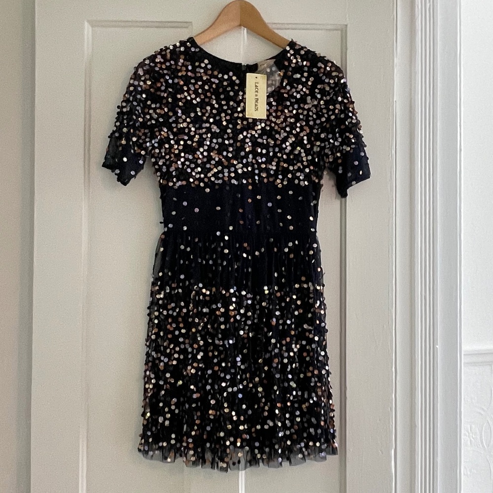 Midnight blue sequin cocktail dress - new with tags